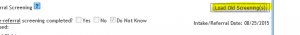 Screenshot of Load Old Screenings button addition to IDEA site