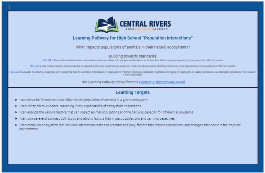 Learning Pathway Science HS Ecosystem Interactions Google Docs