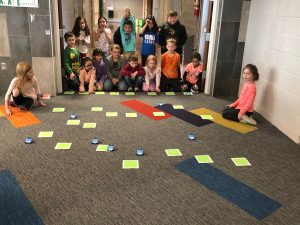 Students at CAL Elementary using the Sphero Indi wiggly track