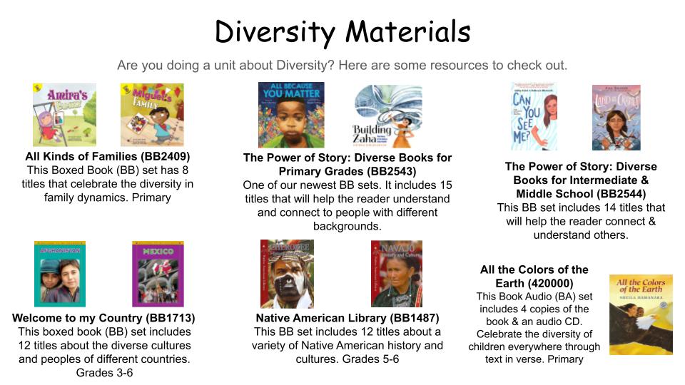  Diversity materials in the lending library catalog