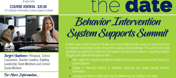 Central Rivers AEA Behavior Intervention System Support Summit coming soon